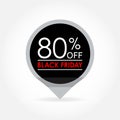 80 percent off. Black Friday Sale and discount pointer or sticker. Price off tag icon. Vector illustration Royalty Free Stock Photo